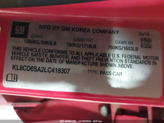 KL8CD6SA2LC418307 Chevrolet Spark Fwd 1lt Automatic
