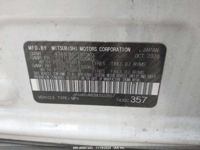 2021 MITSUBISHI OUTLANDER SPORT JA4ARVAW2MU002657 Photo 8
