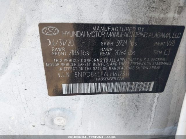 5NPD84LF6LH612311 Hyundai Elantra Value Edition