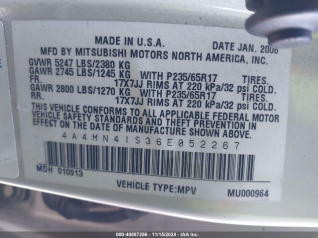 2006 MITSUBISHI ENDEAVOR 4A4MN41S36E052267 Photo 8