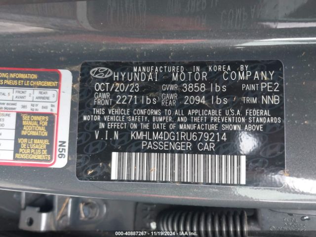 KMHLM4DG1RU679214 Hyundai ELANTRA SEL