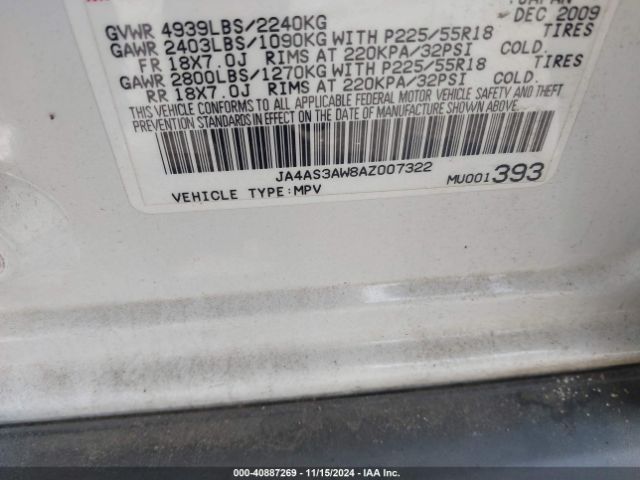 2010 MITSUBISHI OUTLANDER JA4AS3AW8AZ007322 Photo 8