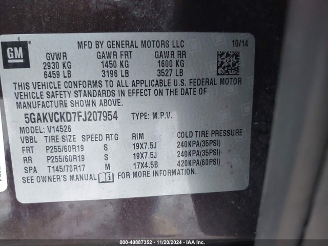 5GAKVCKD7FJ207954 Buick Enclave Premium