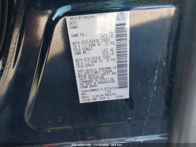 5N1AL0MM8FC537419 Infiniti QX60