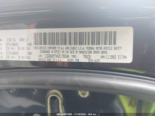 1C6RR6MTXGS179304 RAM 1500 Sport