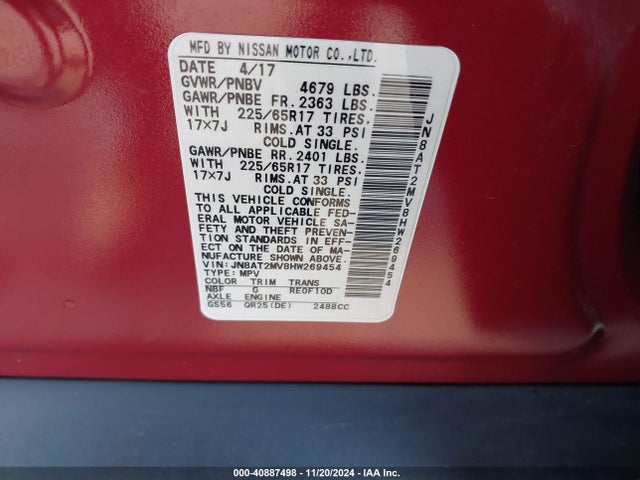 Nissan ROGUE S 2017 JN8AT2MV8HW269454 Image 9