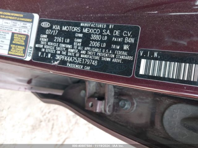 3KPFK4A75JE179748 KIA FORTE LX