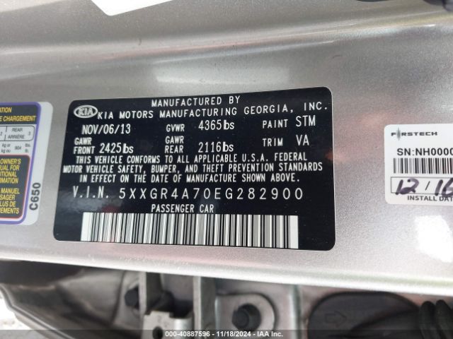 5XXGR4A70EG282900 KIA OPTIMA SX
