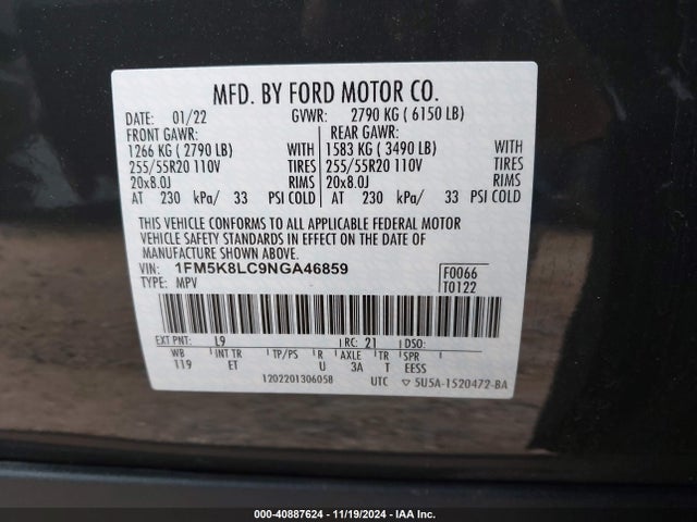 Ford Explorer King Ranch 2022 1FM5K8LC9NGA46859 Image 9