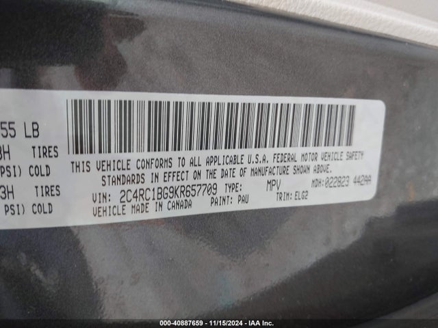 Chrysler Pacifica Touring L 2019 2C4RC1BG9KR657709 Image 9