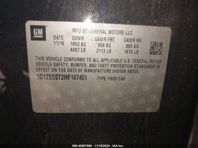 Chevrolet MALIBU 1LT 2017 1G1ZE5ST2HF187451 Image 9
