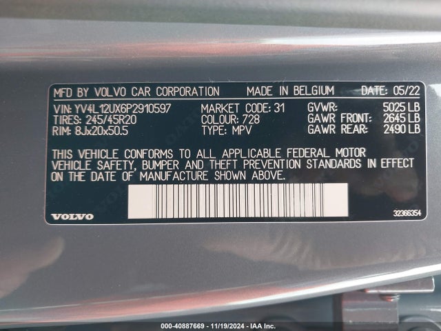 Volvo Xc40 B5 Ultimate Dark Theme 2023 YV4L12UX6P2910597 Image 9