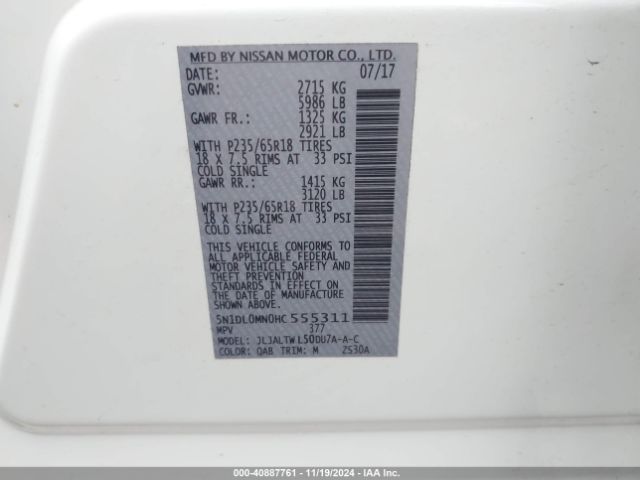 5N1DL0MN0HC555311 Infiniti QX60