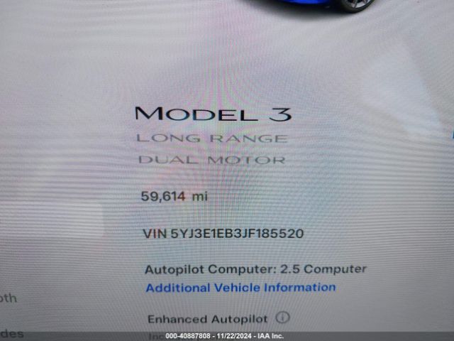5YJ3E1EB3JF185520 Tesla Model 3 Long Range/performance