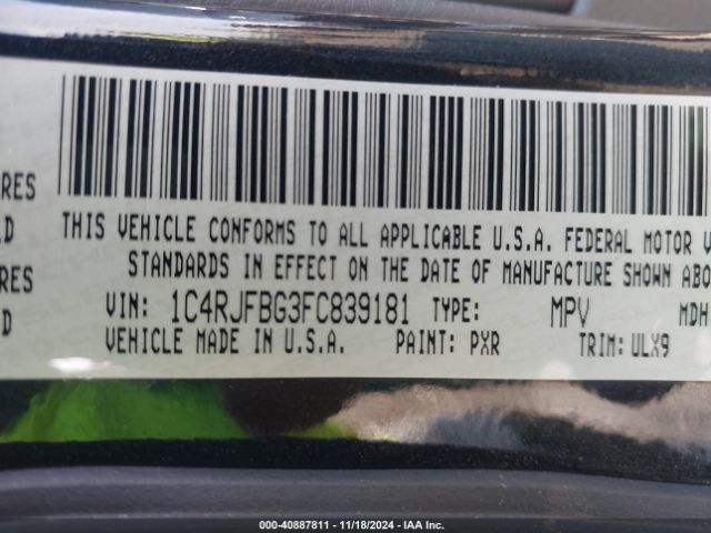 1C4RJFBG3FC839181 Jeep Grand Cherokee Limited
