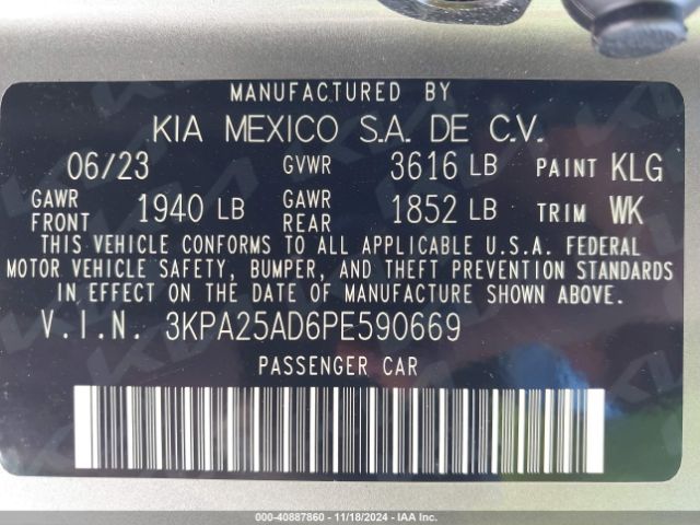 3KPA25AD6PE590669 KIA Rio 5-door S