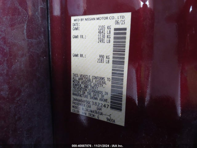 Nissan Maxima 3.5 Platinum 2016 1N4AA6AP3GC382247 Image 9