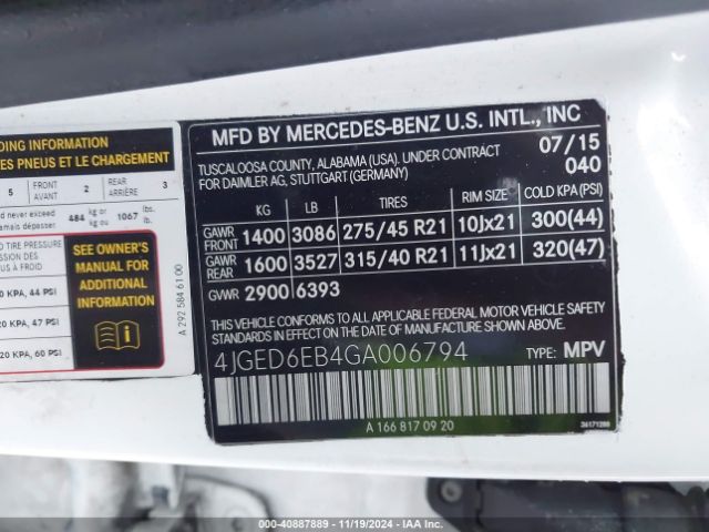 4JGED6EB4GA006794 Mercedes-Benz Gle 450 Amg Coupe 4matic