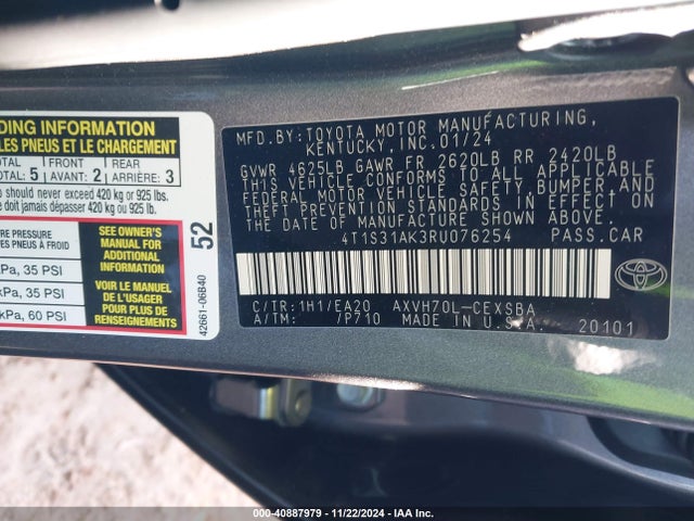 4T1S31AK3RU076254 Toyota Camry Hybrid Se