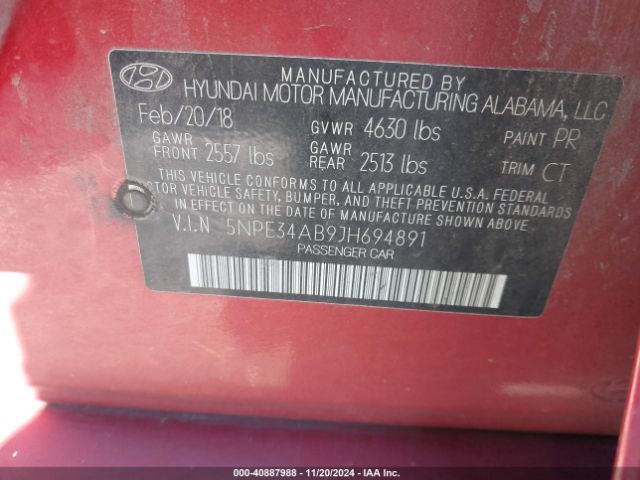 5NPE34AB9JH694891 Hyundai Sonata Limited 2.0t