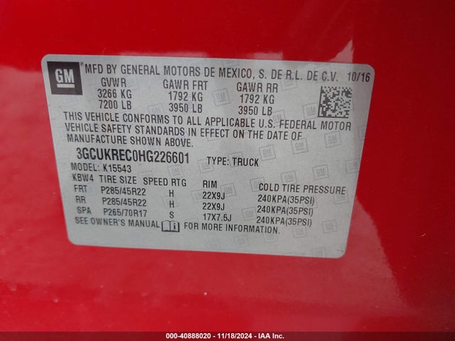 Chevrolet Silverado 1500 2lt 2017 3GCUKREC0HG226601 Image 9