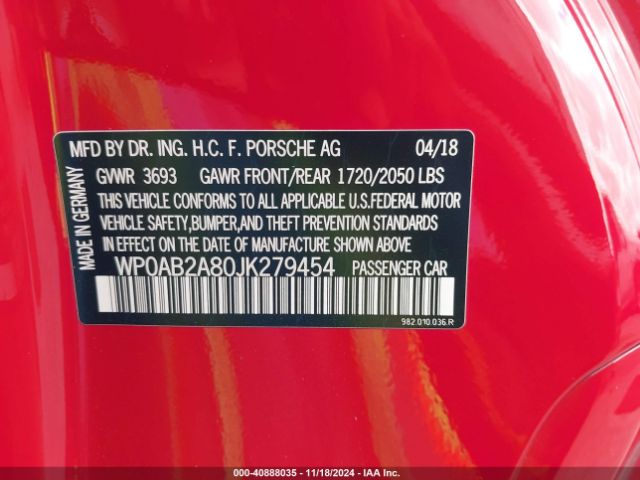 2018 PORSCHE 718 CAYMAN WP0AB2A80JK279454 Photo 8