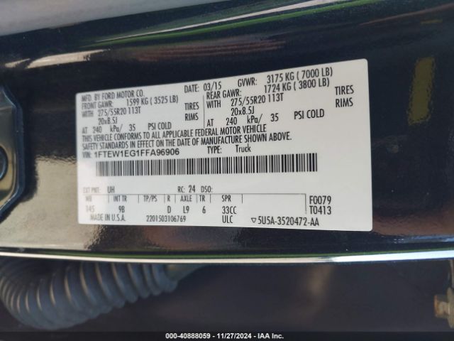 1FTEW1EG1FFA96906 Ford F-150 Platinum