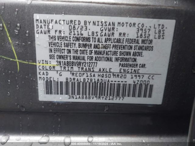 3N1AB8BV9RY212777 Nissan Sentra S Xtronic Cvt