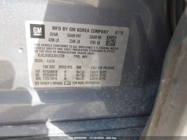 KL4CJASB3LB012709 Buick Encore Fwd Preferred