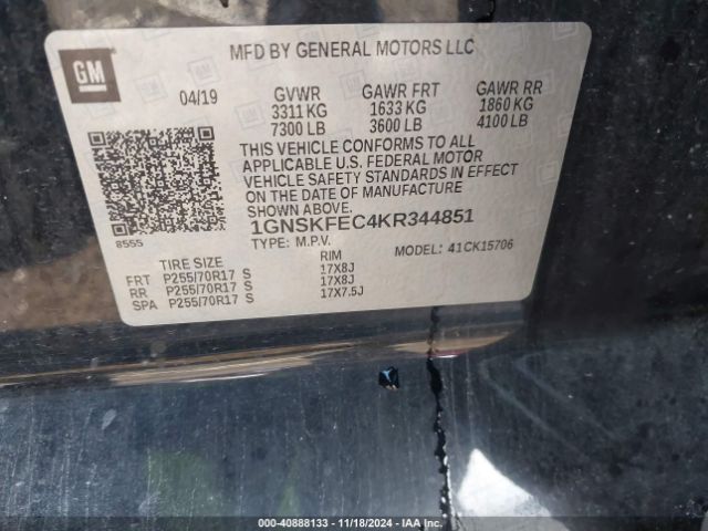 1GNSKFEC4KR344851 Chevrolet Tahoe Commercial Fleet
