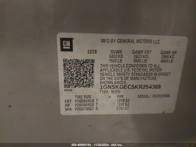 Chevrolet Suburban Ls 2019 1GNSKGEC5KR254369 Image 9