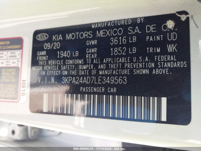 3KPA24AD7LE349563 KIA RIO S