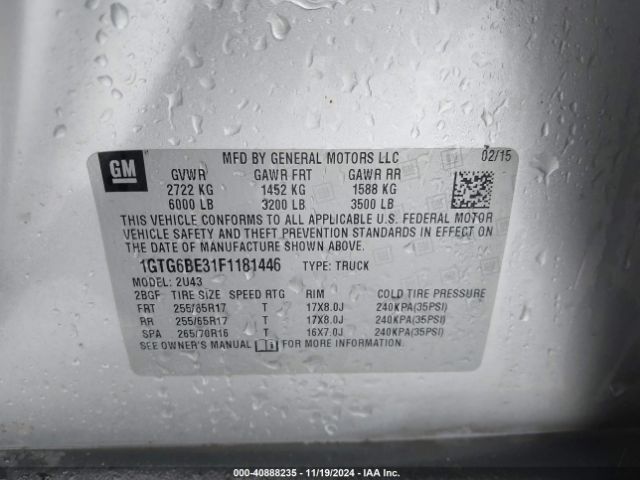 1GTG6BE31F1181446 GMC CANYON SLE