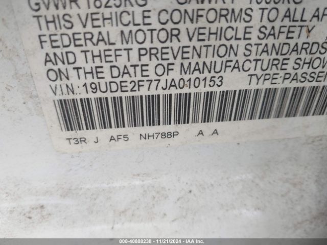 19UDE2F77JA010153 Acura Ilx Premium Package/technology Plus Package