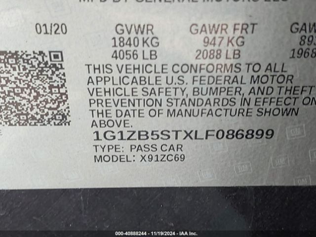 1G1ZB5STXLF086899 Chevrolet Malibu Fwd Ls