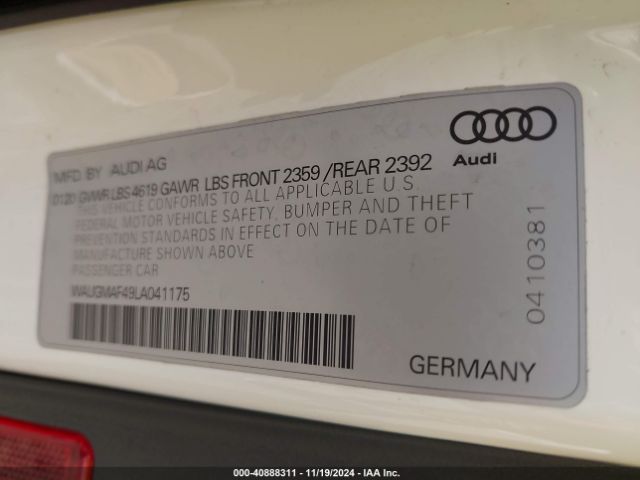 WAUGMAF49LA041175 Audi A4 Premium 40 Tfsi Front-wheel Drive S Tronic