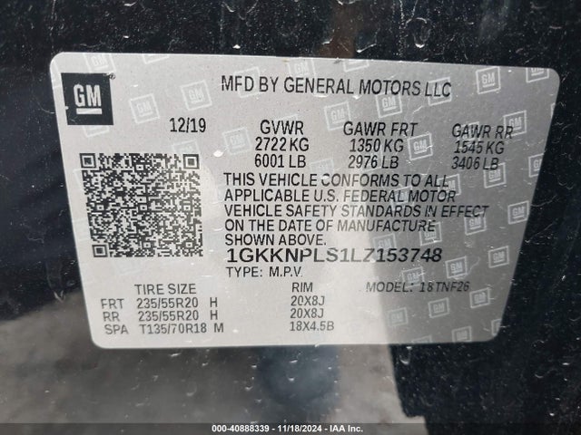 1GKKNPLS1LZ153748 GMC Acadia Fwd Denali