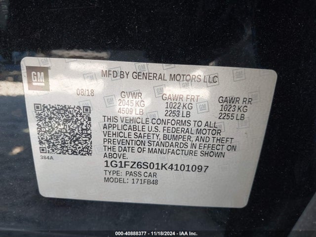 Chevrolet Bolt Ev Premier 2019 1G1FZ6S01K4101097 Image 9