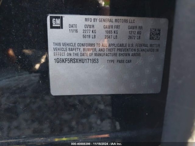 1G6KF5RSXHU171953 Cadillac Ct6 Premium Luxury