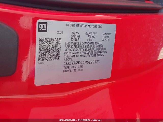 Chevrolet Corvette Stingray Rwd  1lt 2023 1G1YA2D44P5129373 Image 9
