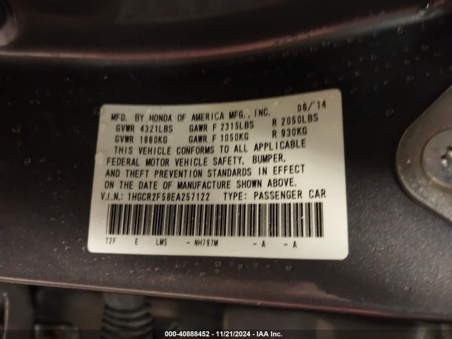 Honda Accord Sport 2014 1HGCR2F58EA257122 Image 9