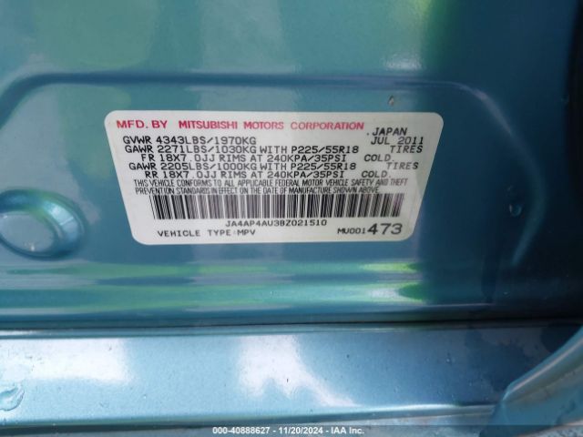 2011 MITSUBISHI OUTLANDER SPORT JA4AP4AU3BZ021510 Photo 8