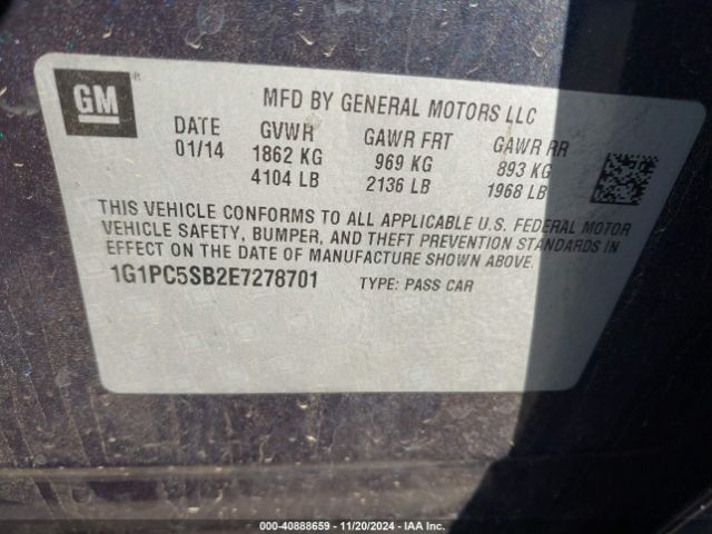 1G1PC5SB2E7278701 Chevrolet Cruze 1lt Auto