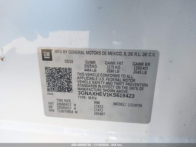 Chevrolet EQUINOX LS 2019 3GNAXHEV1KS619423 Image 9