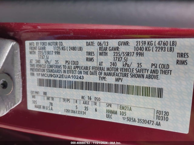 Ford ESCAPE SE 2014 1FMCU9GX2EUA10243 Image 9
