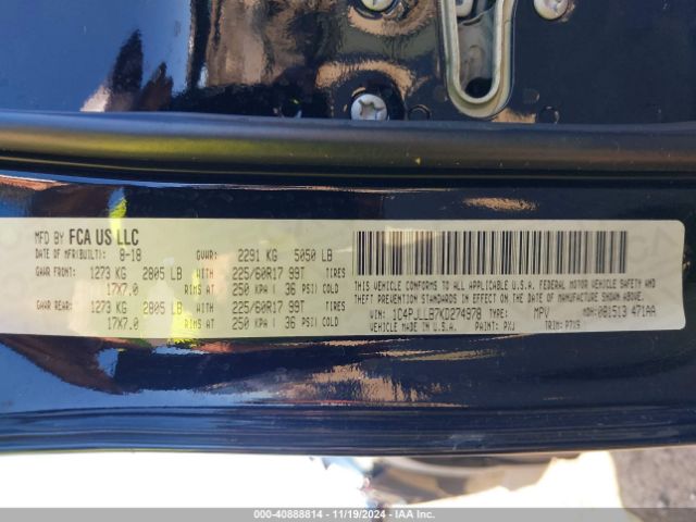 1C4PJLLB7KD274978 Jeep Cherokee Latitude Plus Fwd