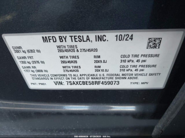 2024 TESLA MODEL X 7SAXCBE58RF459073 Photo 8