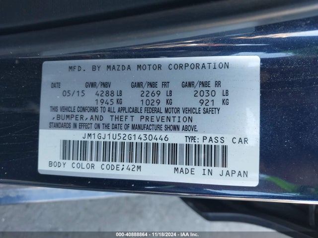 JM1GJ1U52G1430446 Mazda Mazda6 I Sport