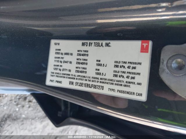 5YJ3E1EB9JF087270 Tesla Model 3 Long Range/performance