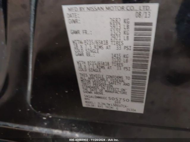 5N1AL0MMXEC505750 Infiniti QX60